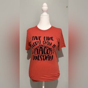 Red Graphic Tee with Taco Tuesday Print